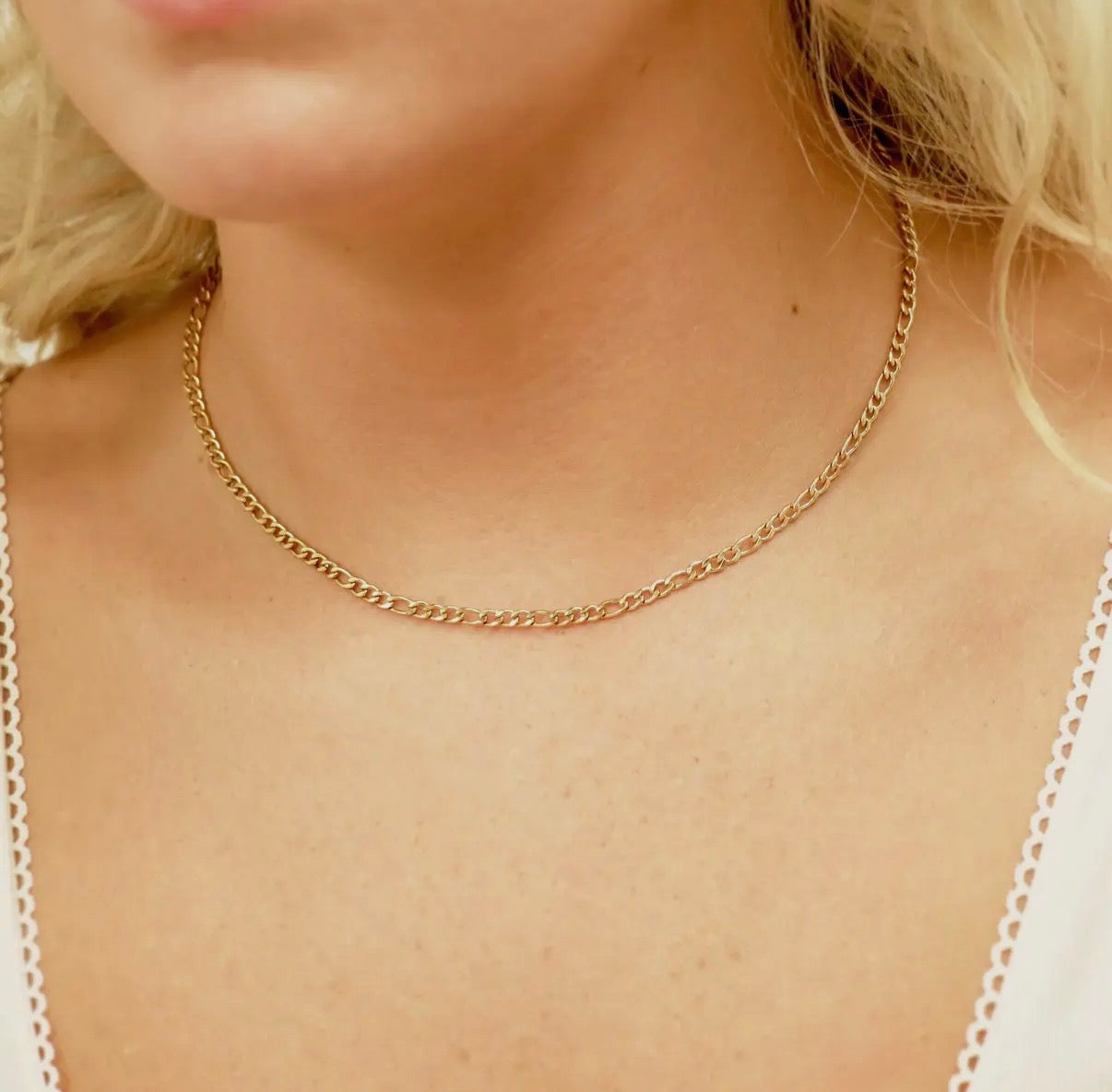 18” 4mm PVD Gold Figaro Elegant Chain Necklace